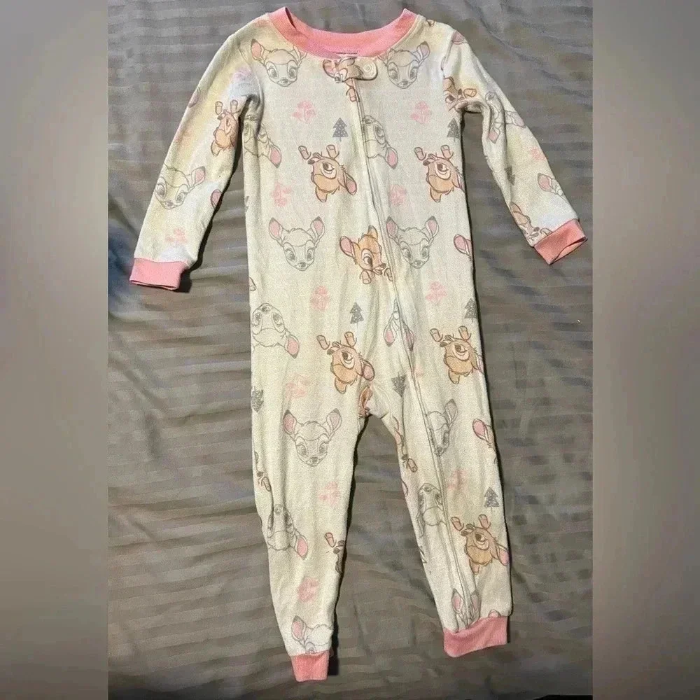 Lot of 2 Disney Baby Bundle of Bambi Sleepwear Pajamas 18 months
